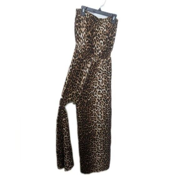 Forever 21 NWT rayon full length cheetah print strapless jumpsuit - S - Picture 3 of 7